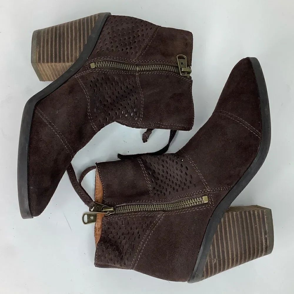 Lucky Brand Chelsey Brown Suede Pointy Toe Ankle Women’s Booties Sz 6 - Picture 8 of 9